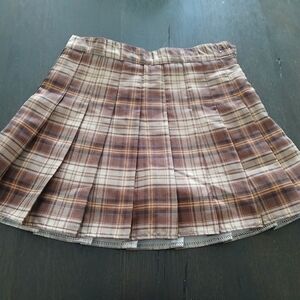 Vintage Plaid Pleated Mini Skirt/Skort Brown Size:Small Women's
